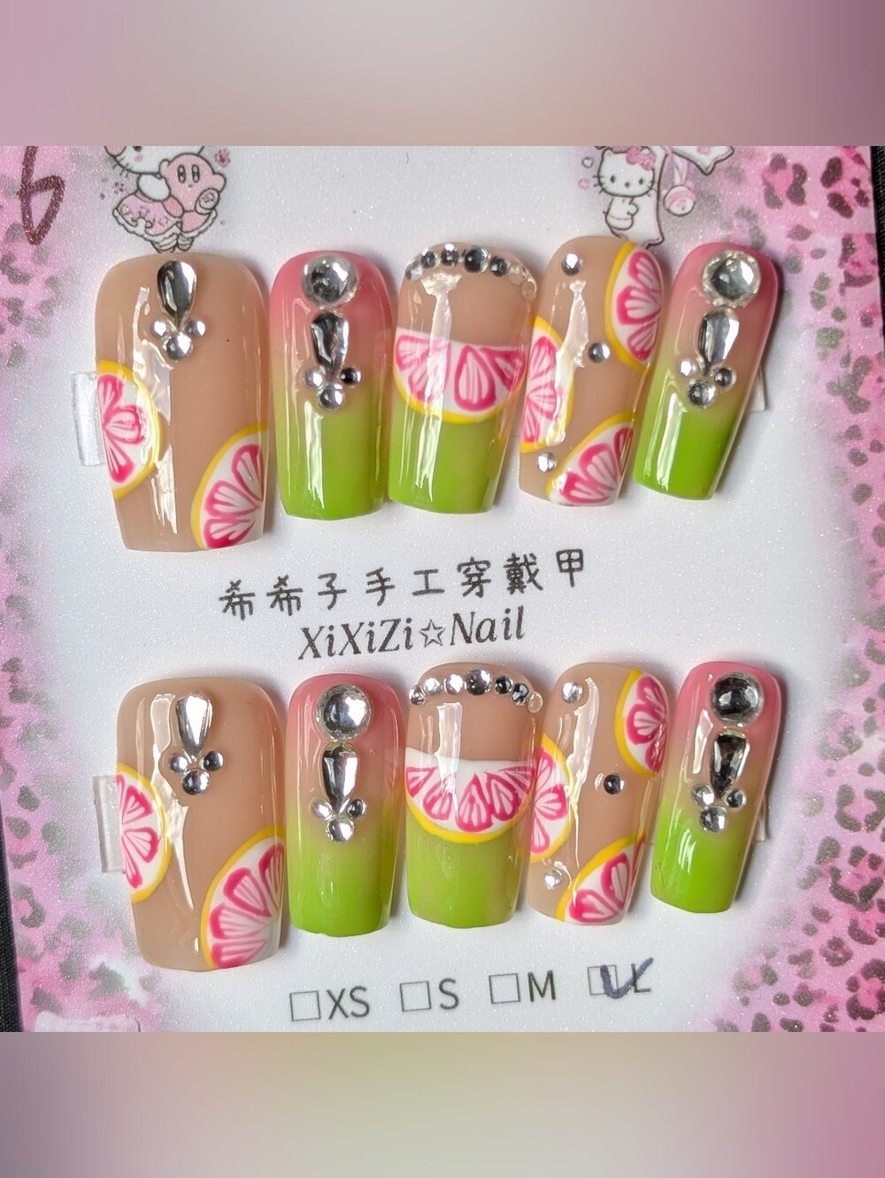 ❤️ 10pc Handmade Press-On Premium Nails Square Coffin Size: Large 2.0